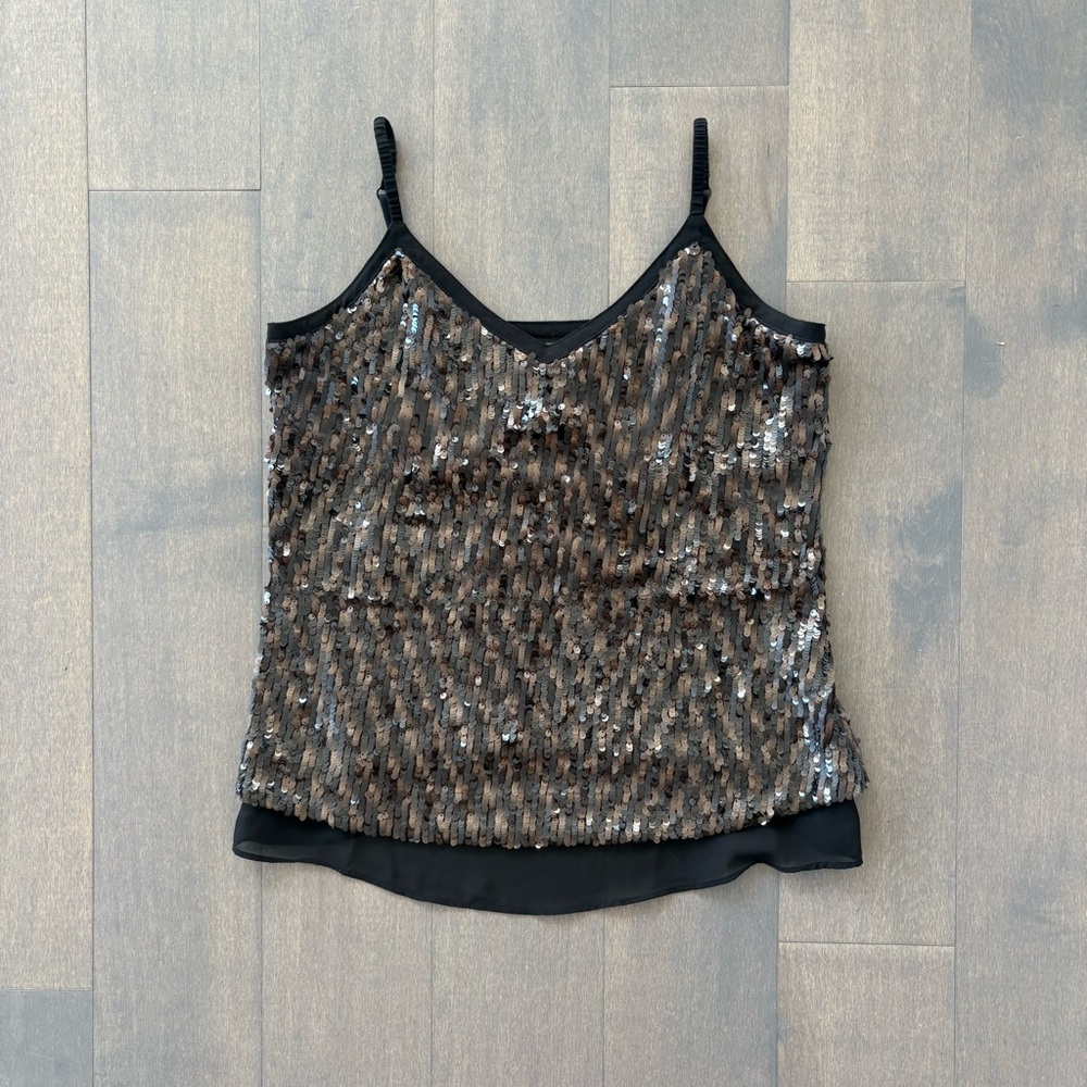 Guess Los Angeles Sequin Black and Brown Tank Top
